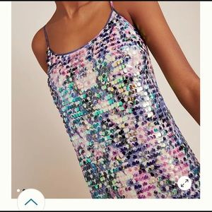 “New” anthropology “amaryllis” sequin slip dress